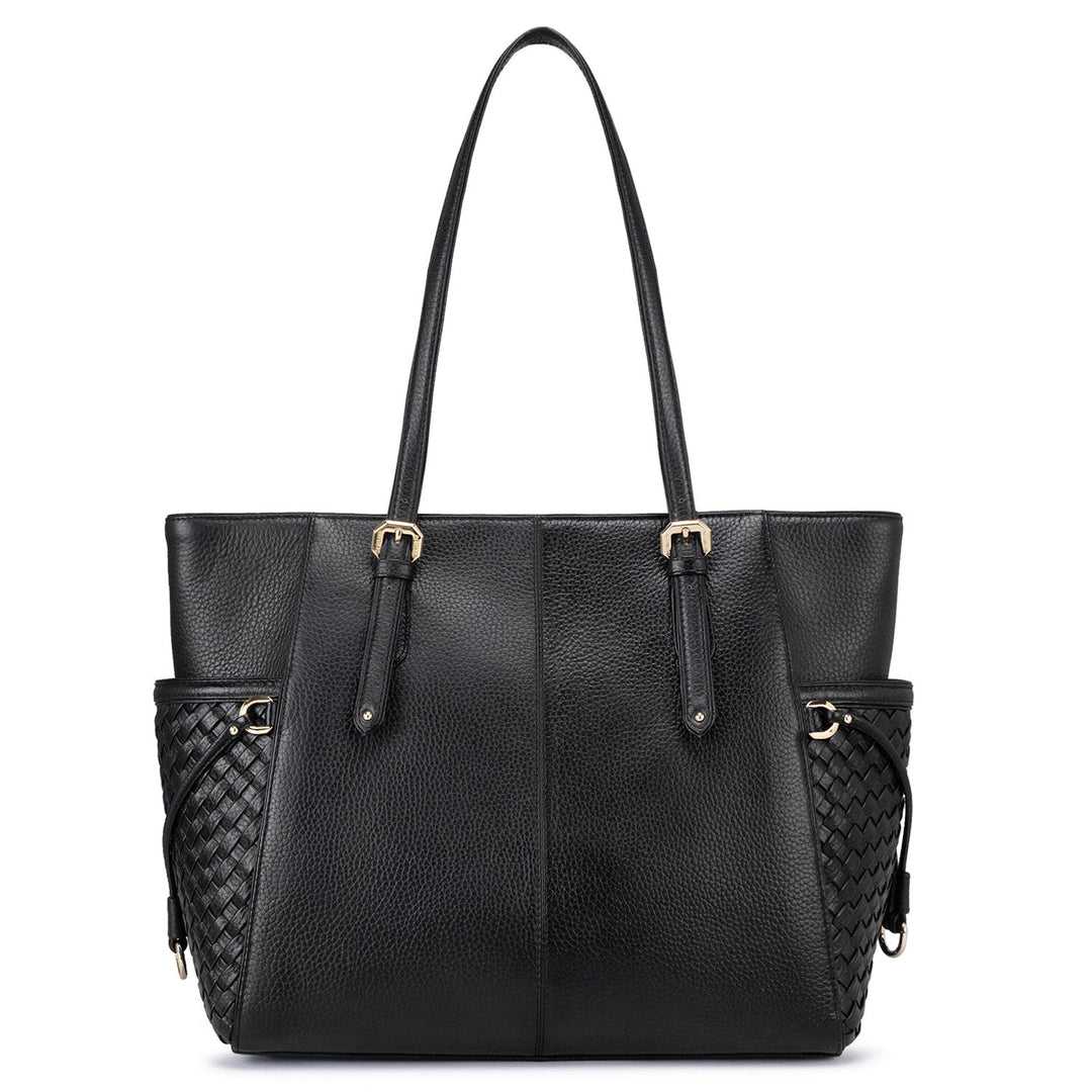 Large Mat Wax Leather Tote - Black