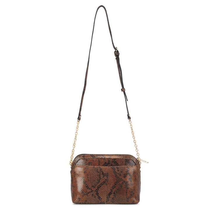 Cognac & Black Snake Textured Sling Bag
