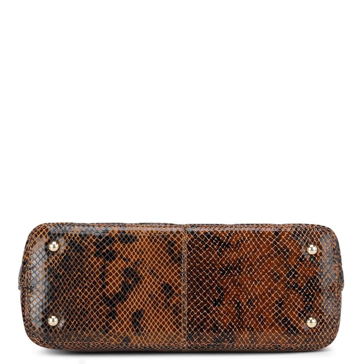 Cognac & Black Snake Textured Sling Bag