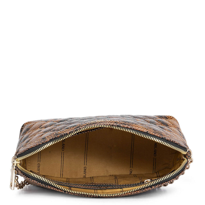Cognac & Black Snake Textured Sling Bag