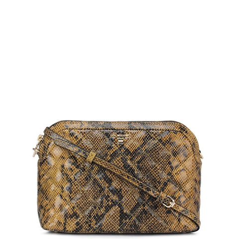 Yellow & Black Snake Textured Sling Bag