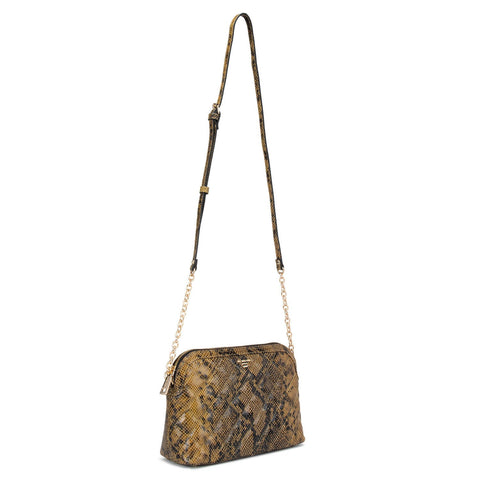 Yellow & Black Snake Textured Sling Bag