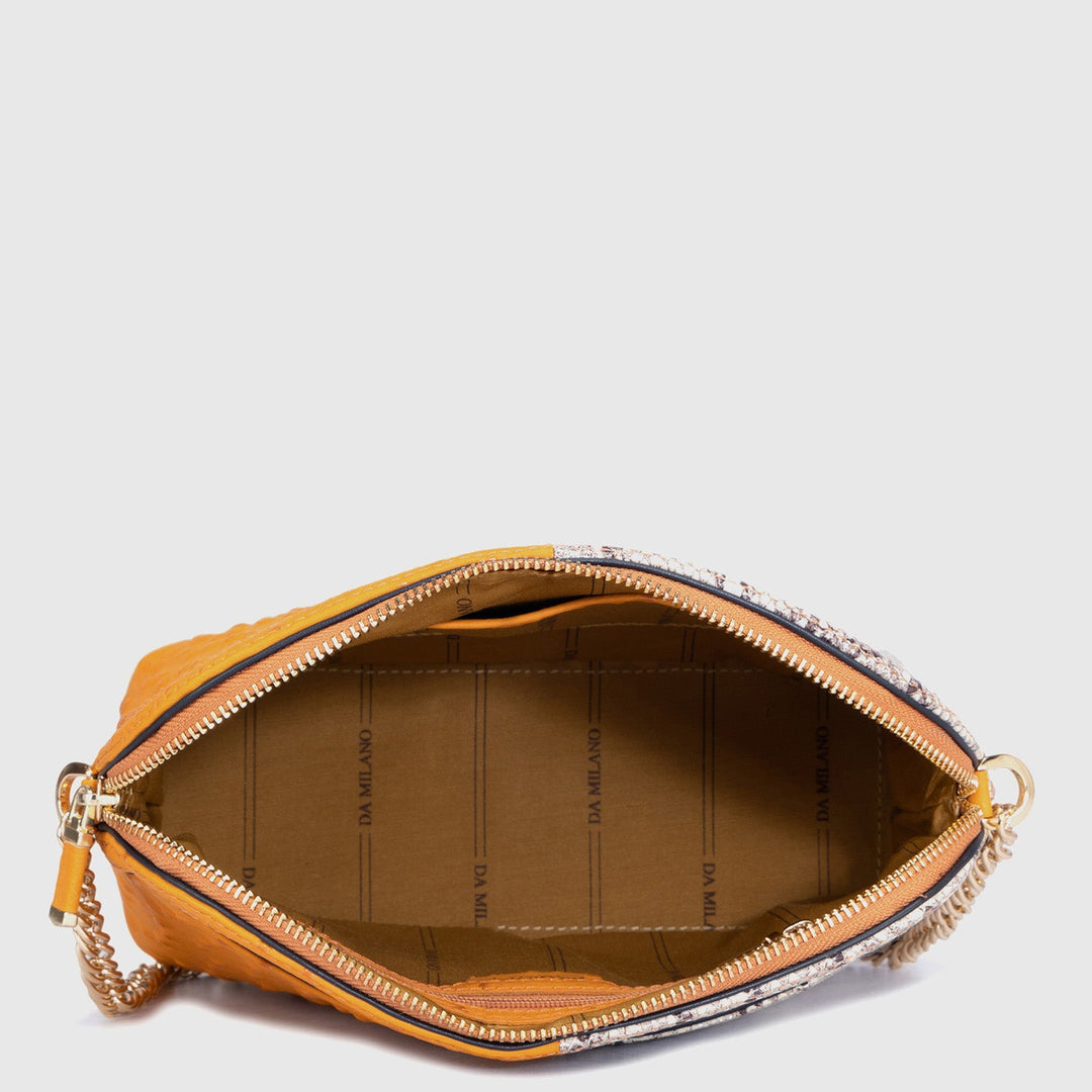 Small Ostrich Snake Leather Sling - Orange