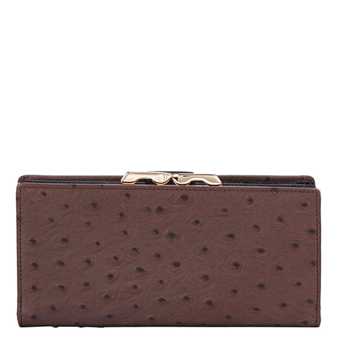 Ostrich Leather Ladies Wallet - Brown