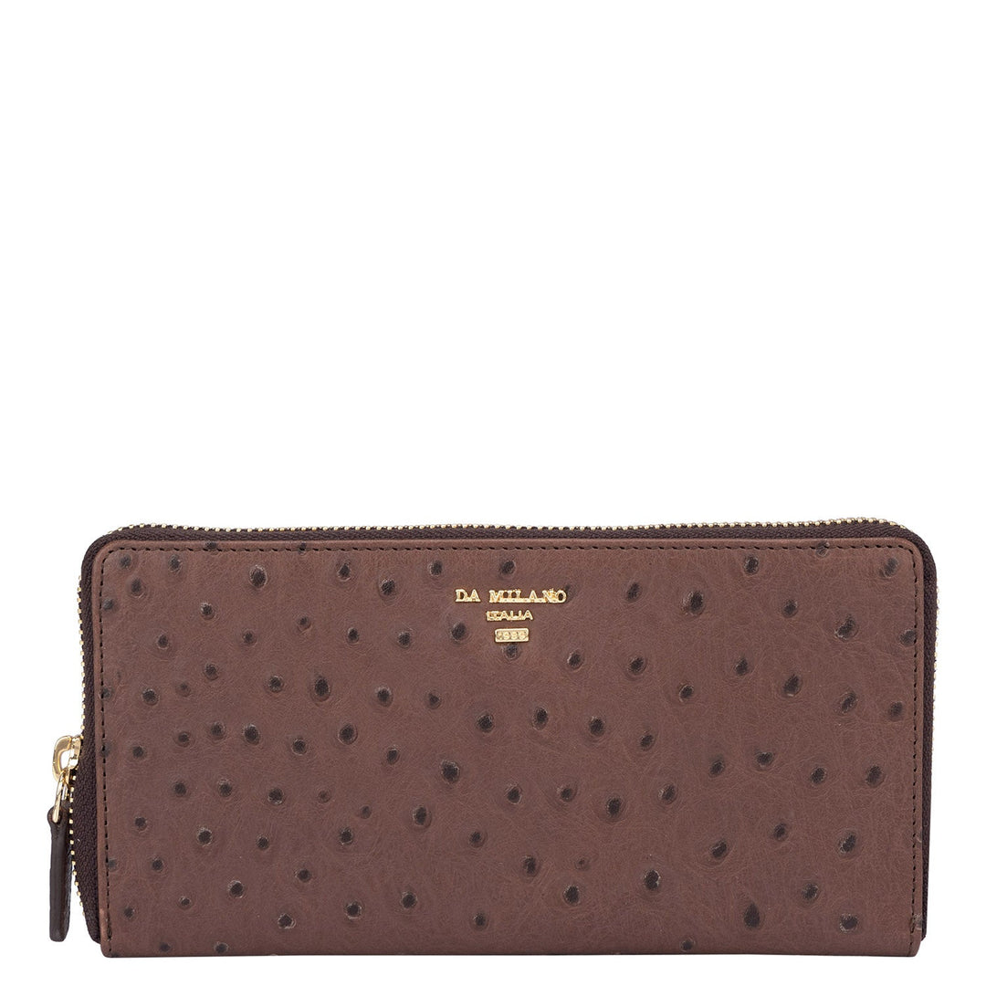 Ostrich Leather Ladies Wallet - Brown