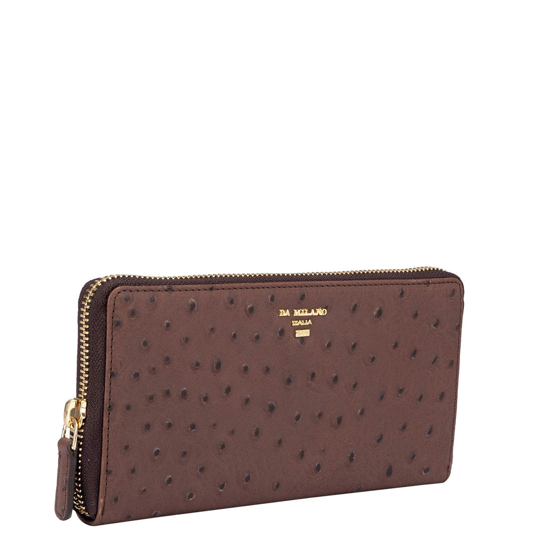 Ostrich Leather Ladies Wallet - Brown