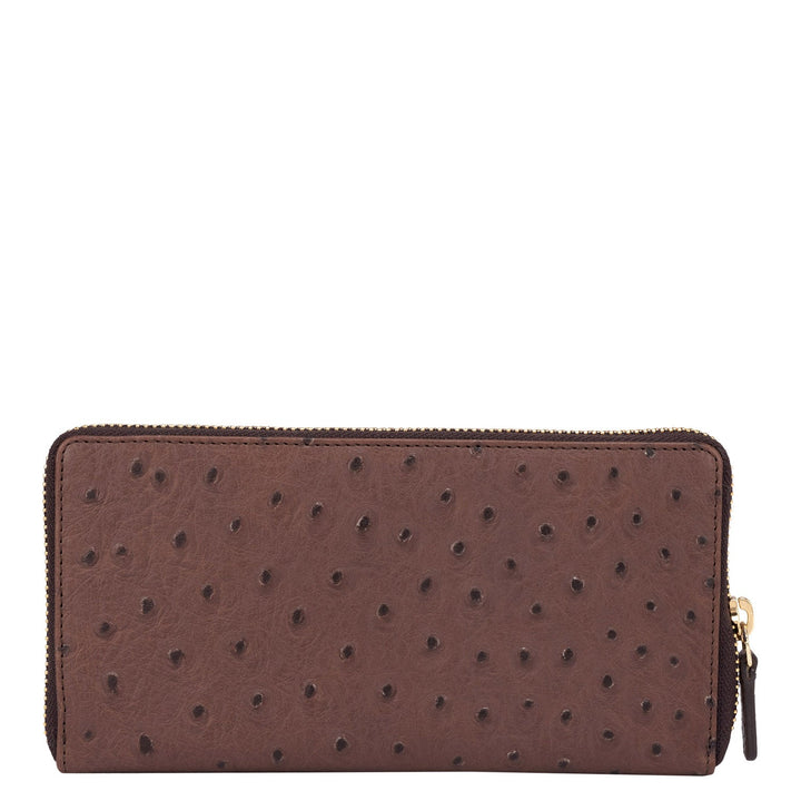 Ostrich Leather Ladies Wallet - Brown