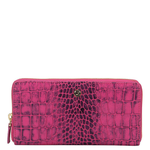 Pink Croco Effect Ladies Wallet