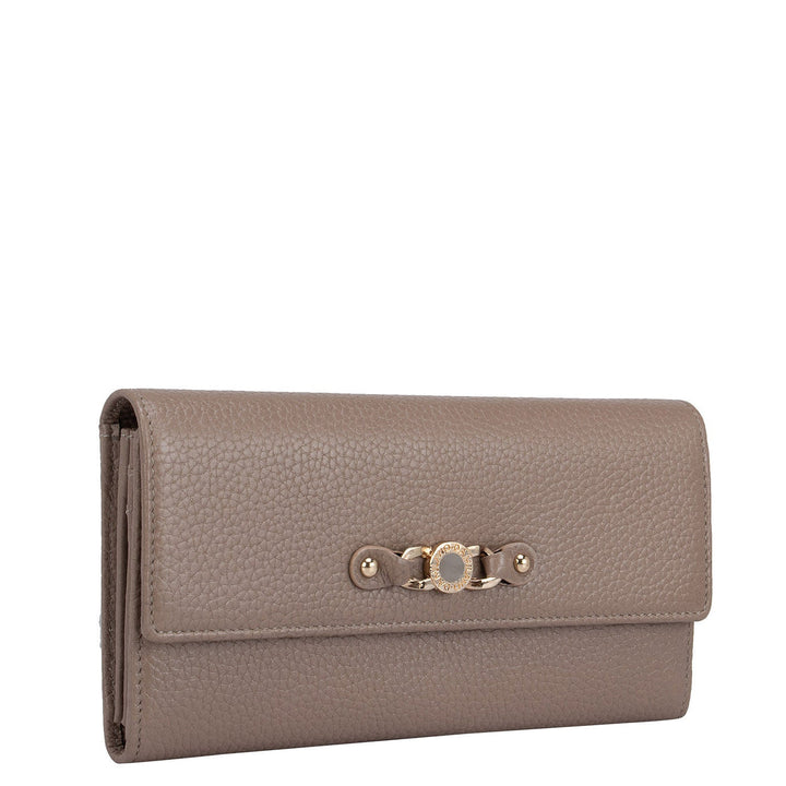 Wax Leather Ladies Wallet - Taupe