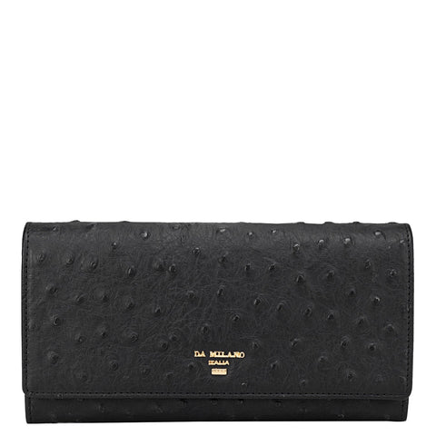 Black Ostrich Pattern Women Wallet