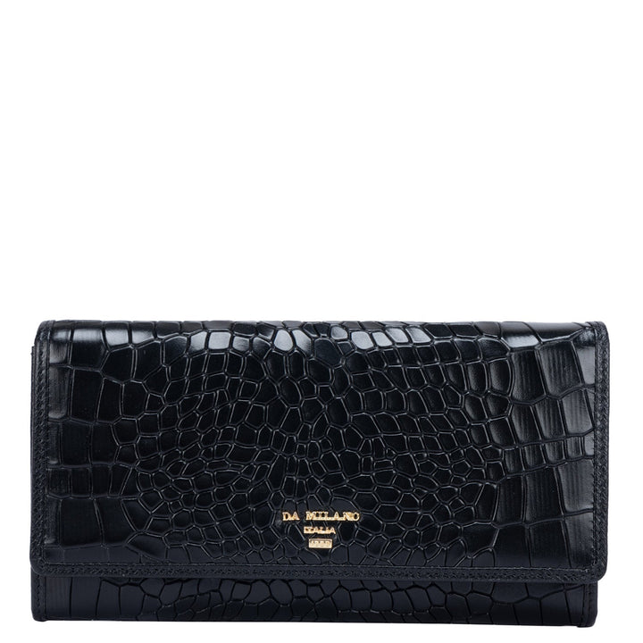 Croco Leather Ladies Wallet - Black