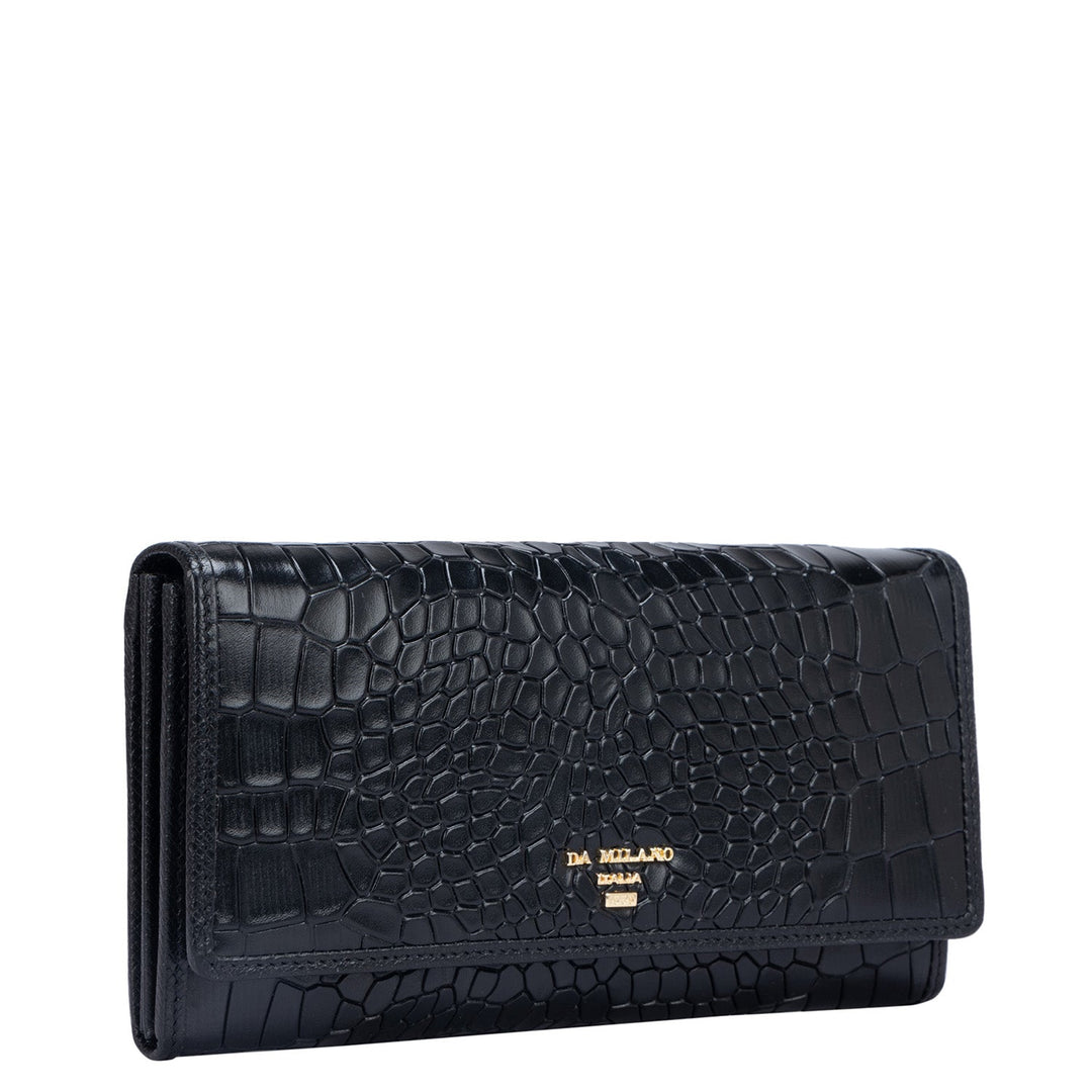 Croco Leather Ladies Wallet - Black