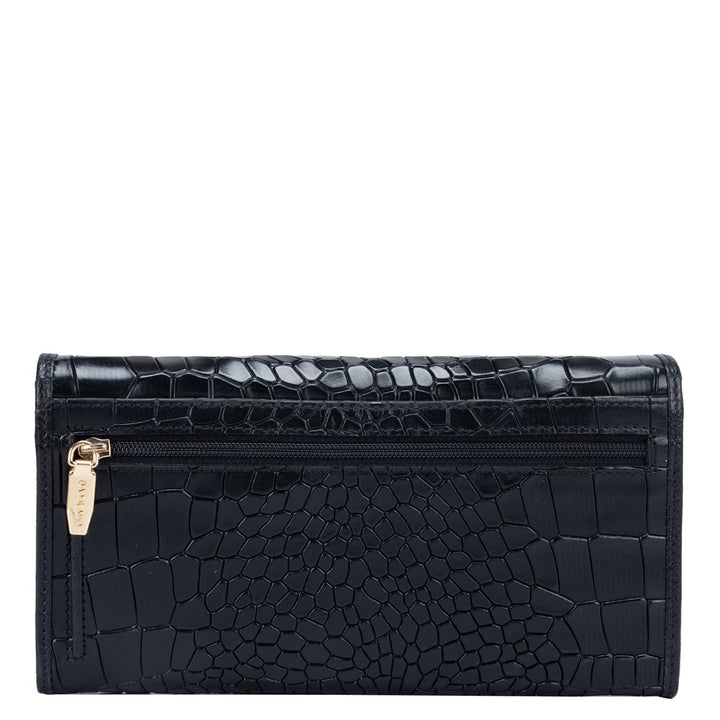 Croco Leather Ladies Wallet - Black