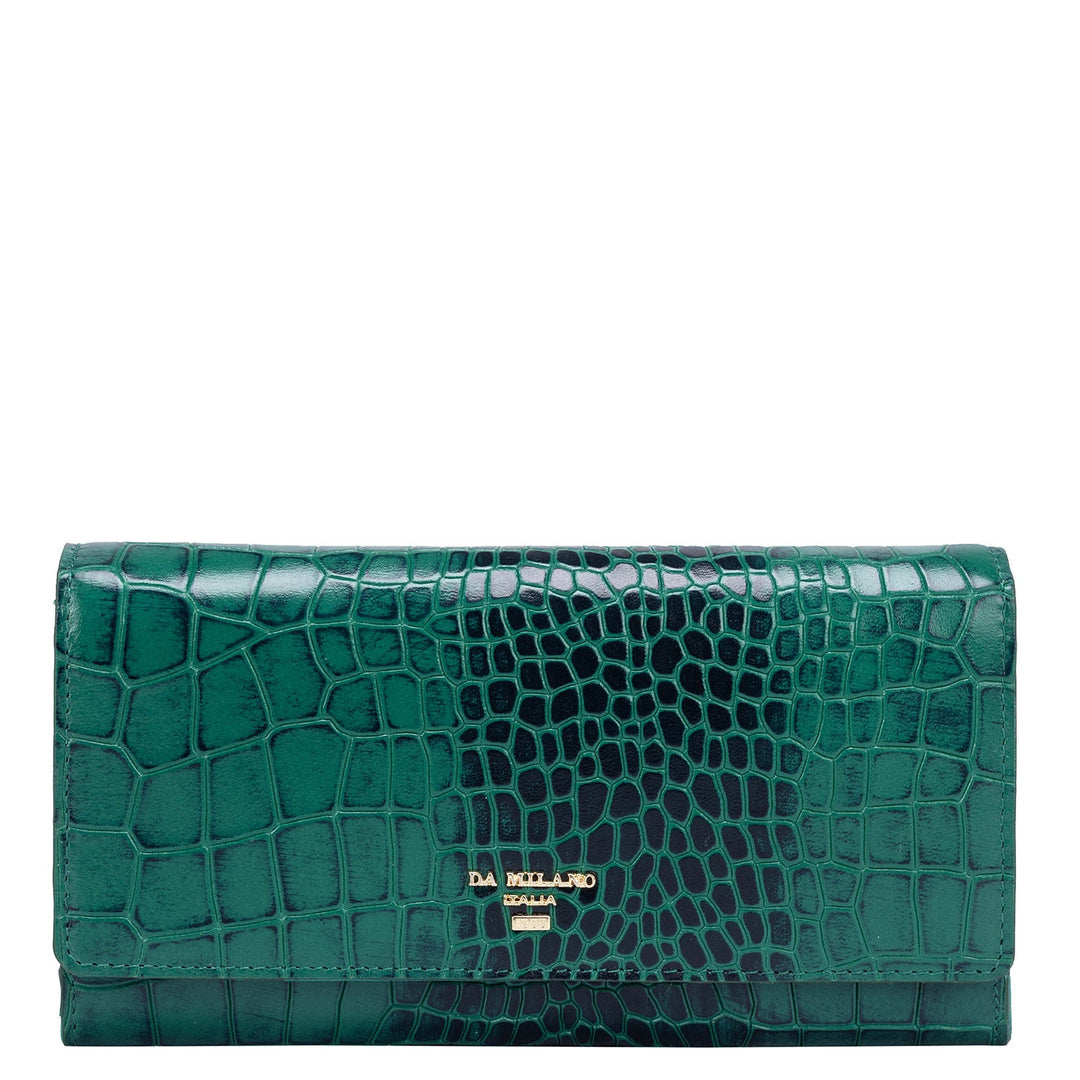 Croco Leather Ladies Wallet - Green