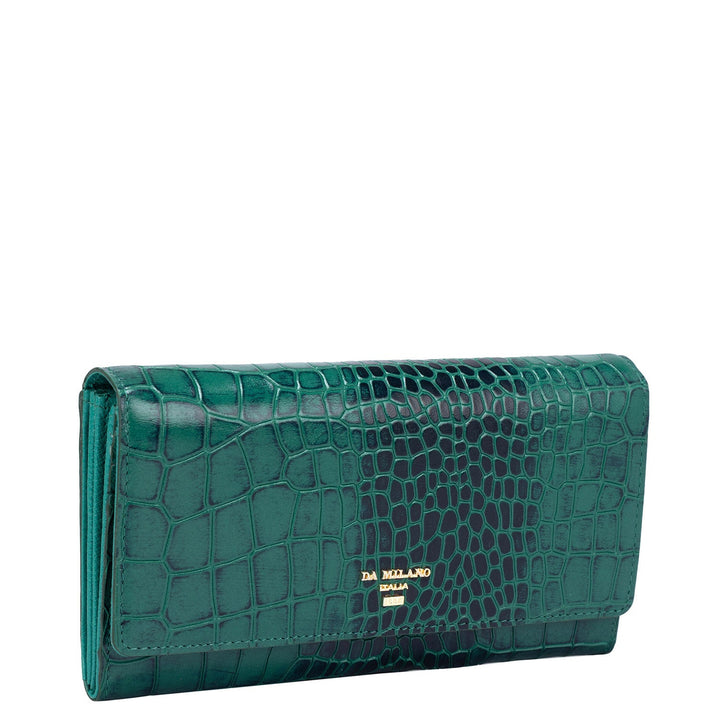 Croco Leather Ladies Wallet - Green