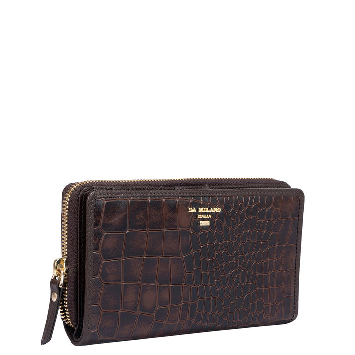 Croco Leather Ladies Wallet - Brown