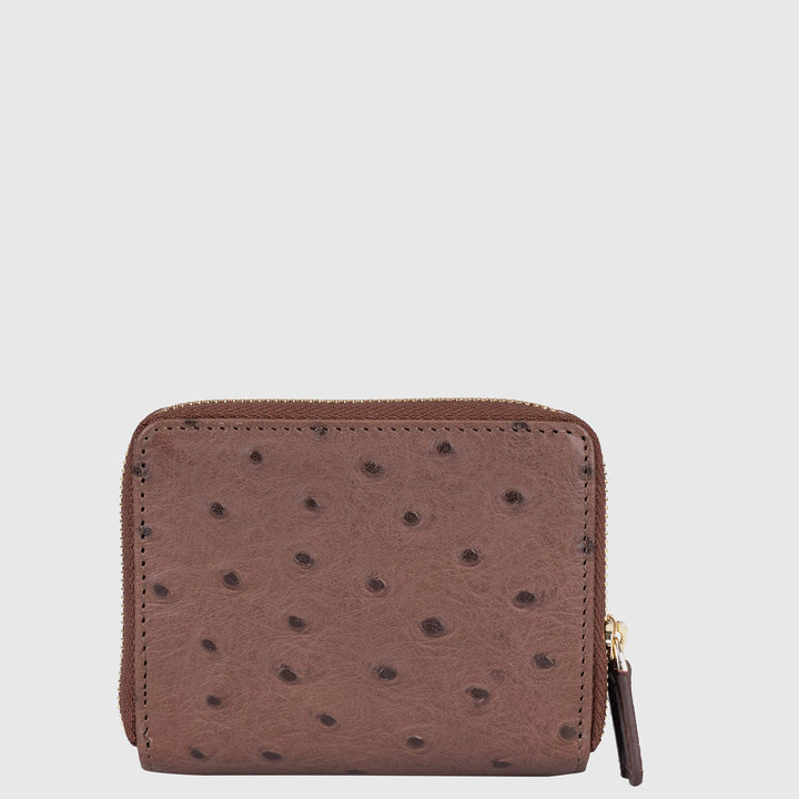 Ostrich Leather Ladies Wallet - Brown