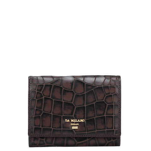 Brown Croco Textured Ladies Wallet