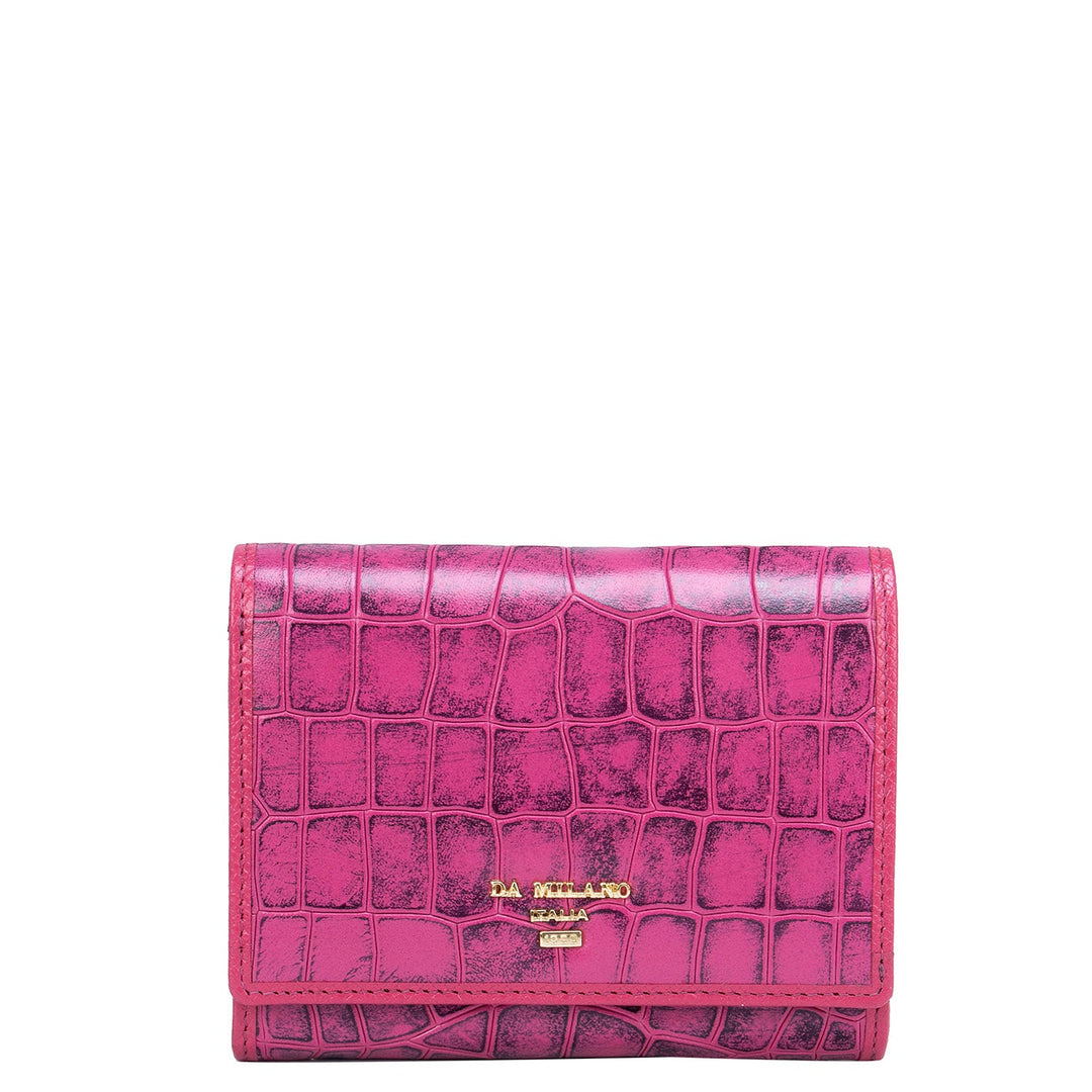 Pink Croco Textured Ladies Wallet