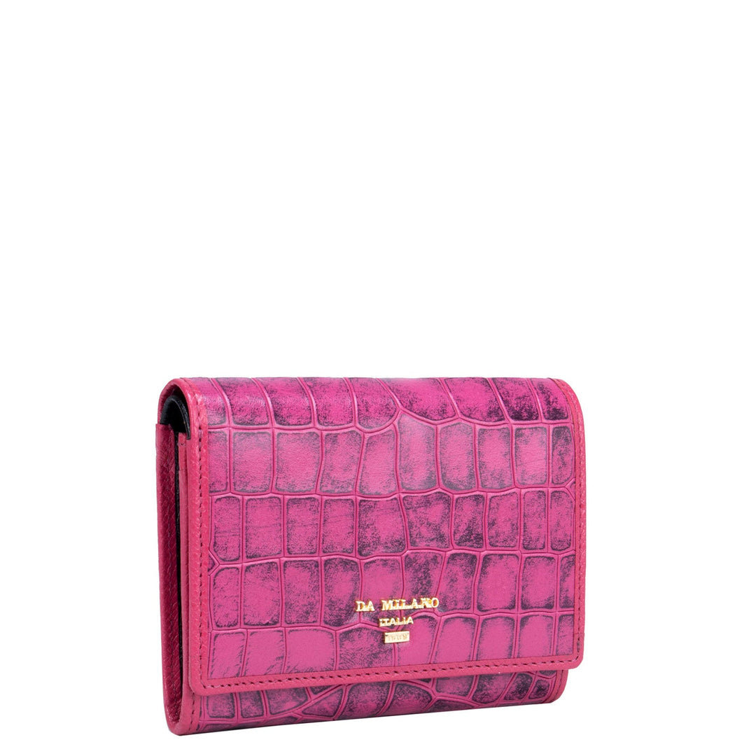 Pink Croco Textured Ladies Wallet