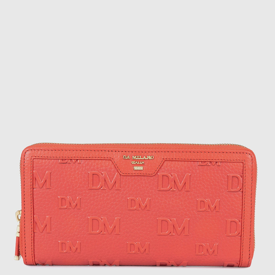 Monogram Wax Leather Ladies Wallet - Corallo