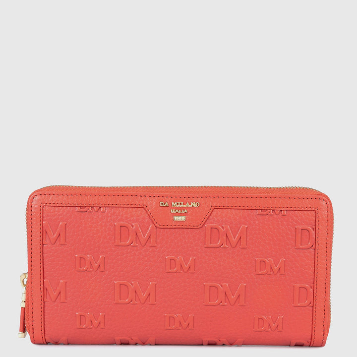 Monogram Wax Leather Ladies Wallet - Corallo