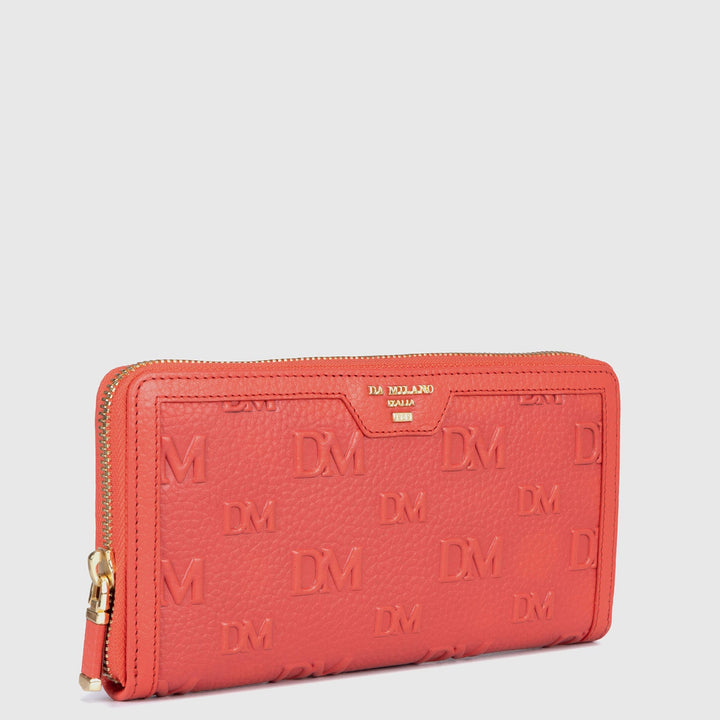 Monogram Wax Leather Ladies Wallet - Corallo