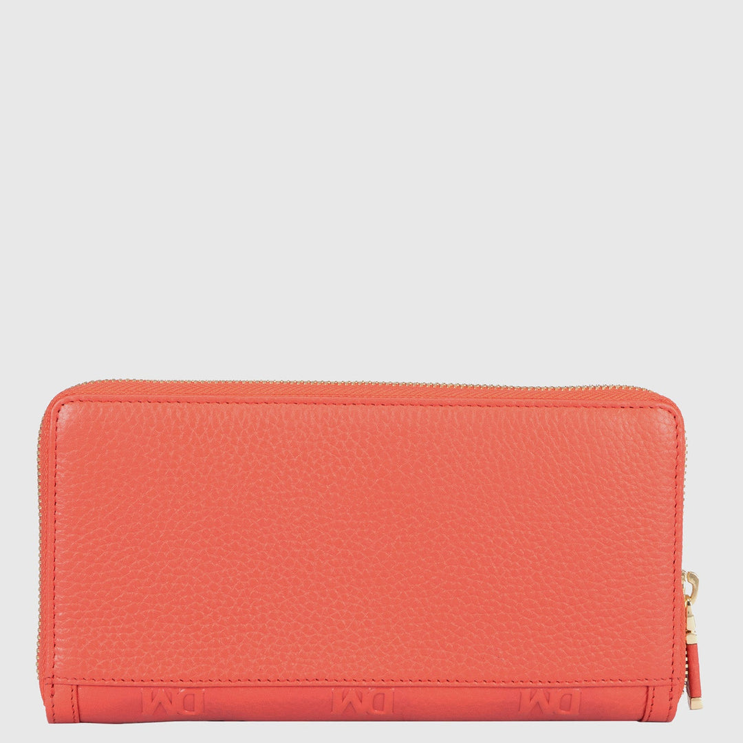 Monogram Wax Leather Ladies Wallet - Corallo