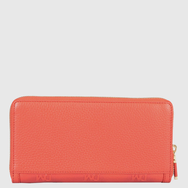 Monogram Wax Leather Ladies Wallet - Corallo