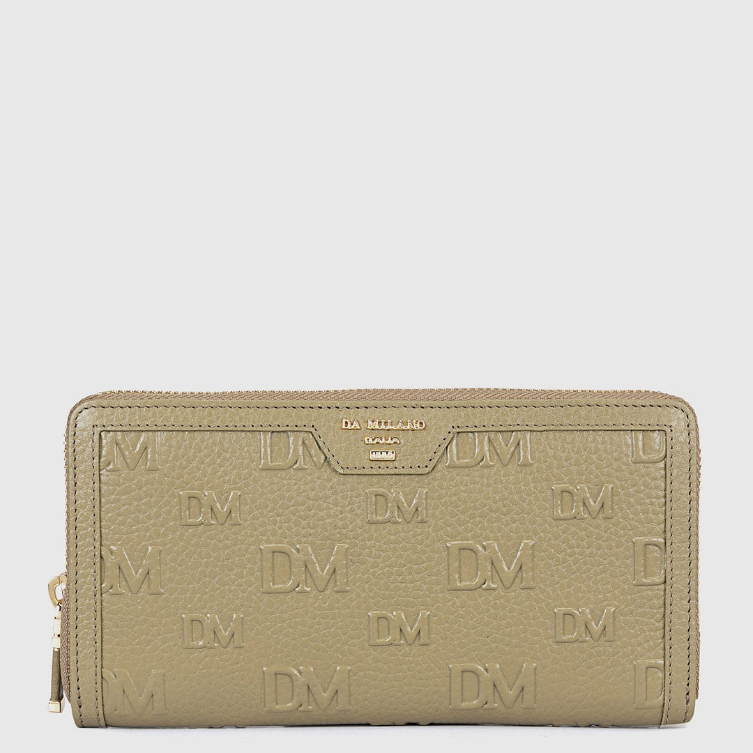 Monogram Wax Leather Ladies Wallet - Olive