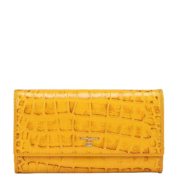 Croco Leather Ladies Wallet - Honey