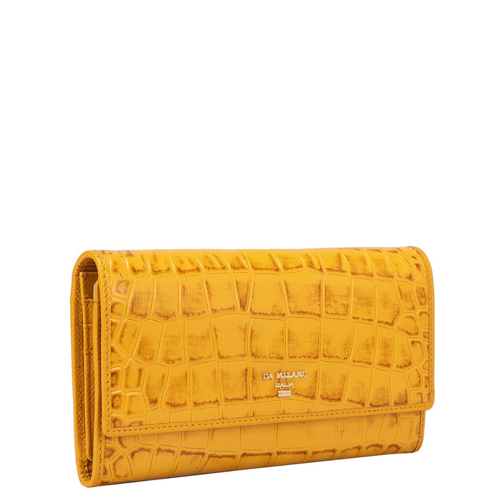 Croco Leather Ladies Wallet - Honey