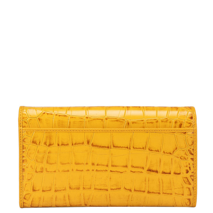 Croco Leather Ladies Wallet - Honey