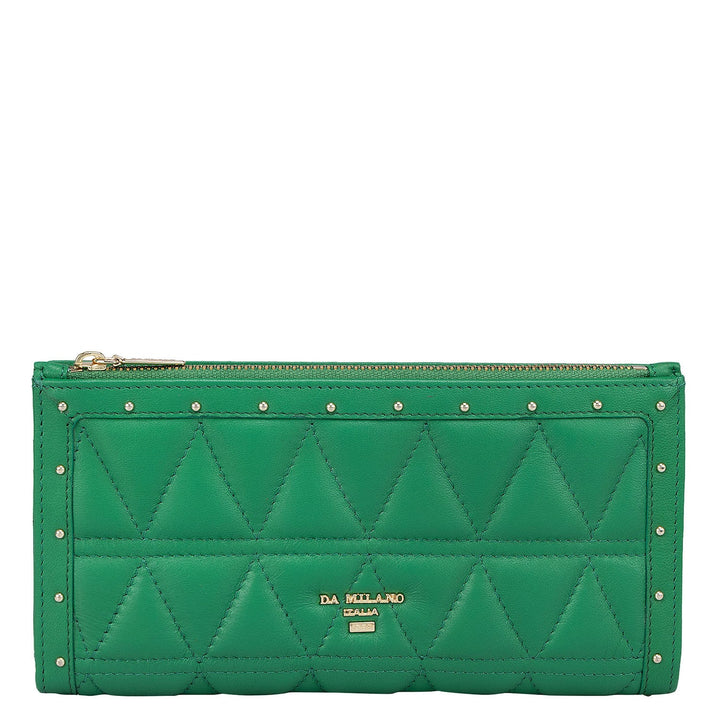 Quilting Leather Ladies Wallet - Green