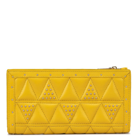 Quilting Leather Ladies Wallet - Yellow