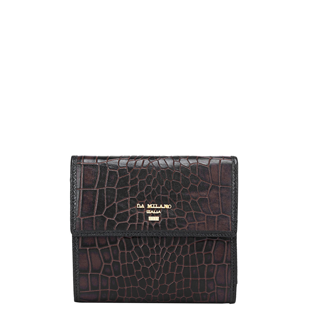 Croco Leather Ladies Wallet - Brown