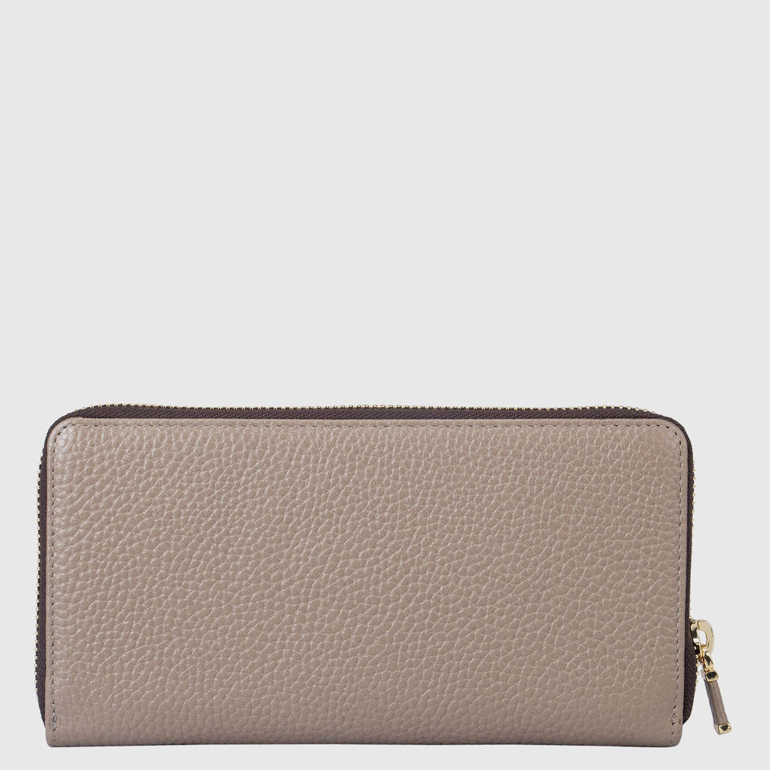 Wax Leather Ladies Wallet - Taupe