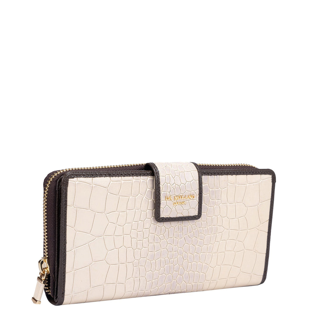 Croco Leather Ladies Wallet - Off White