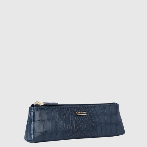 Croco Leather Multi Pouch - Navy