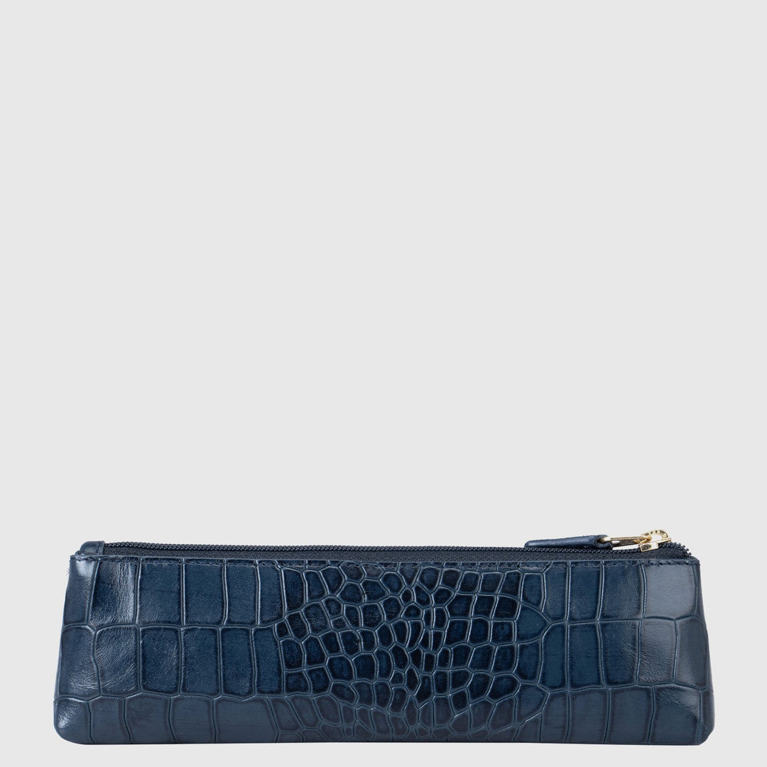 Croco Leather Multi Pouch - Navy