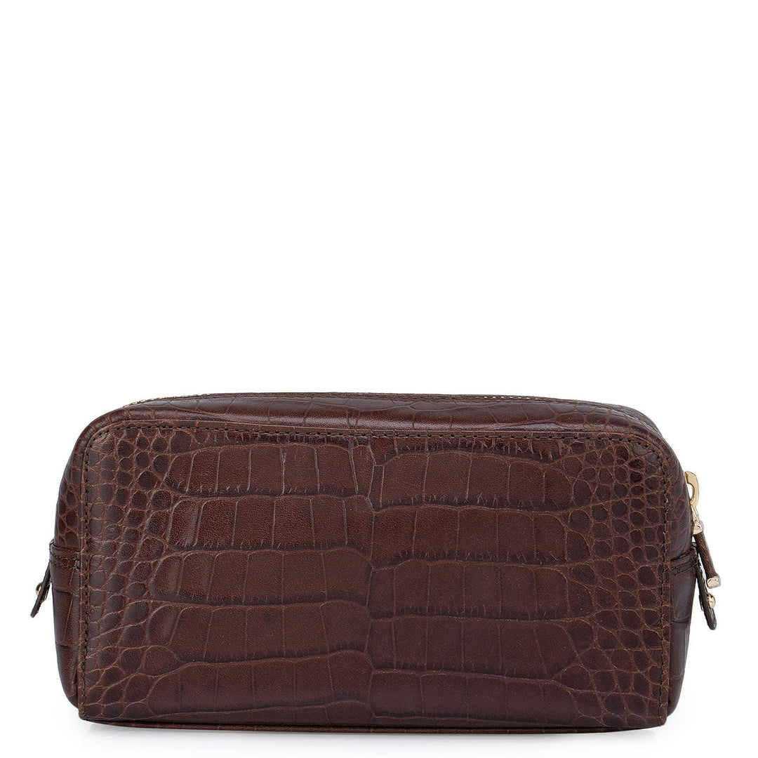 Brown Croco Effect Multi Pouch