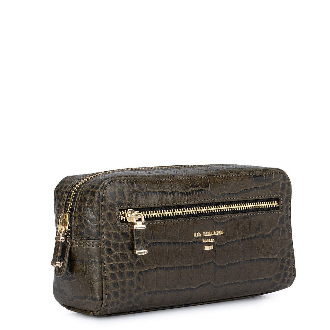 Green Croco Effect Multi Pouch