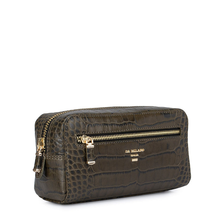 Green Croco Effect Multi Pouch