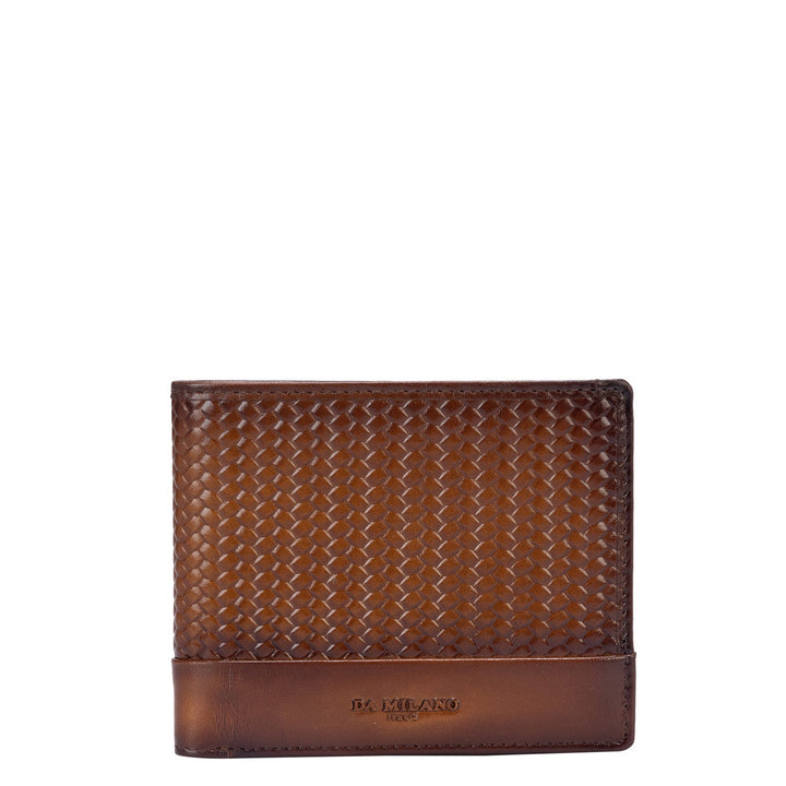 Mat-Emboss Leather Mens Wallet - Cognac