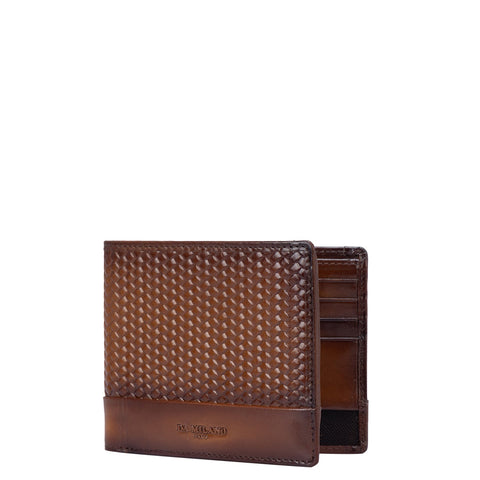 Mat-Emboss Leather Mens Wallet - Cognac