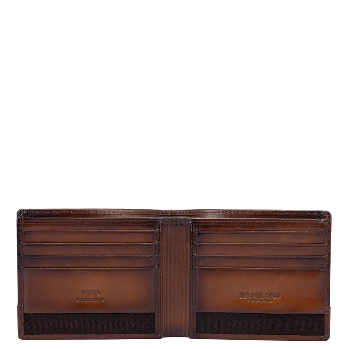 Mat-Emboss Leather Mens Wallet - Cognac