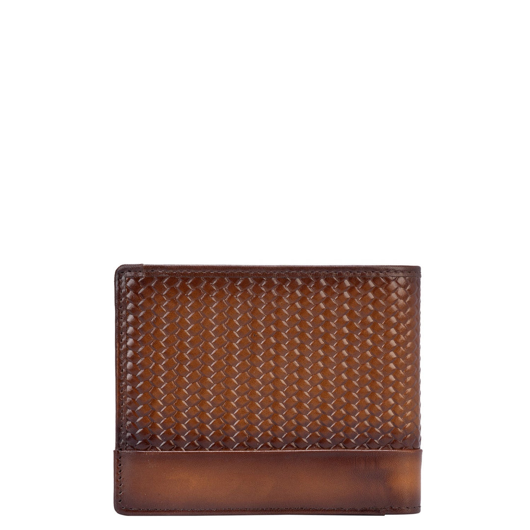 Mat-Emboss Leather Mens Wallet - Cognac