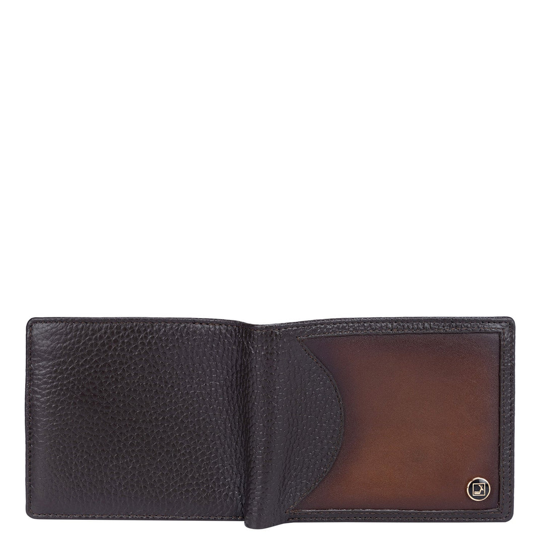 Wax Plain Leather Mens Wallet - Chocolate