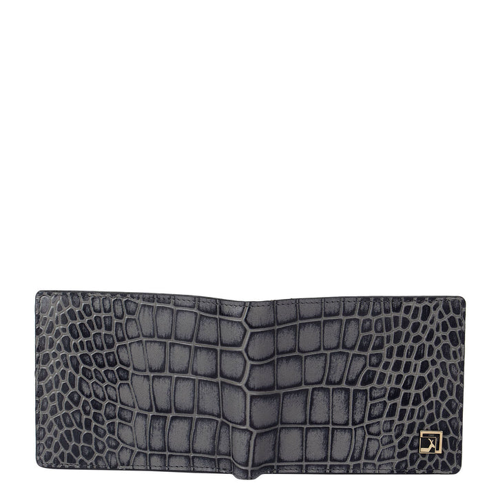 Grey Croco Effect Bifold Wallet