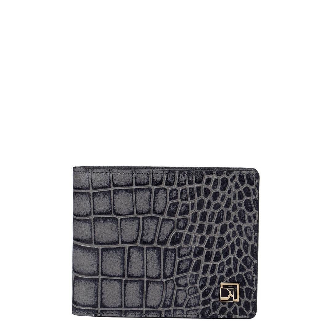 Grey Croco Effect Bifold Wallet